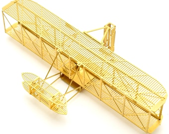 Maqueta del Wright 1903 Flyer: Rompecabezas de biplano grabado en latón