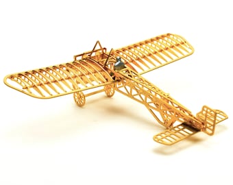 Maqueta de avión Bleriot XI de latón: Rompecabezas de metal 3D (escala 1/160)