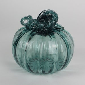 Pine Green Handblown Decorative Glass Pumpkin