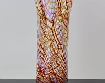 Handblown Orange Pink and Yellow Wavelength Cylinder