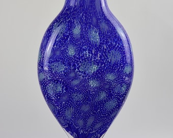 Handblown Blue, White and Sea Foam Murrine Vase