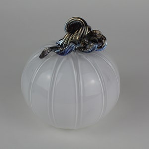 White and Gold Handblown Decorative Glass Pumpkin