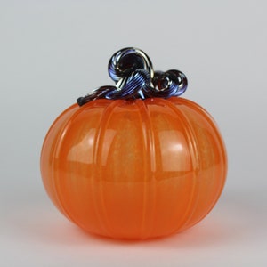 Orange and Gold Handblown Decorative Glass Pumpkin