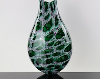 Handblown Green, White and Pink Murrine Vase