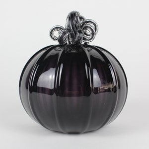 Full Black Handblown Decorative Glass Pumpkin