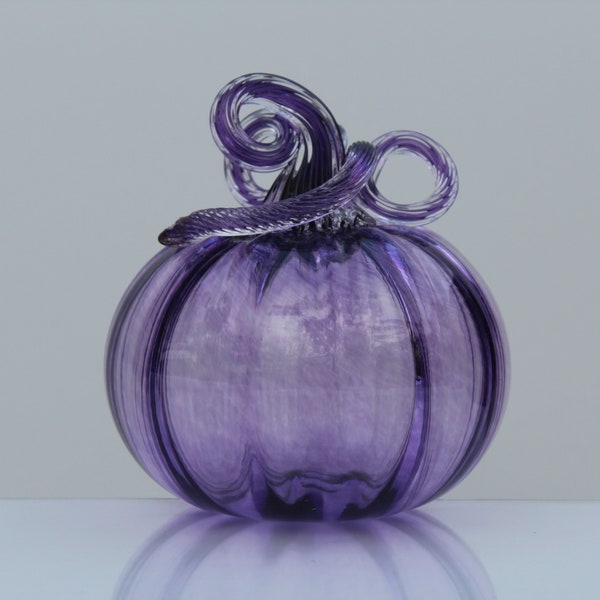 Deep Purple Handblown Decorative Glass Pumpkin