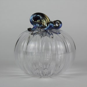 Clear and Gold Handblown Decorative Glass Pumpkin