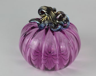 Pink  and Gold Handblown Decorative Glass Pumpkin