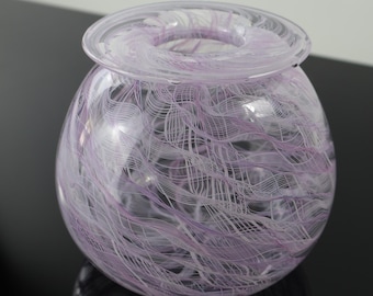 Handblown White and Pink Merletto Bud Vase