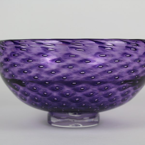 Handblown Royal Amethyst Bubble Glass Bowl