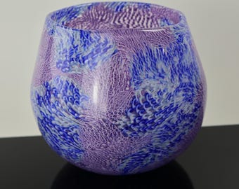 Multicolor Handblown Murrine Basket Vase