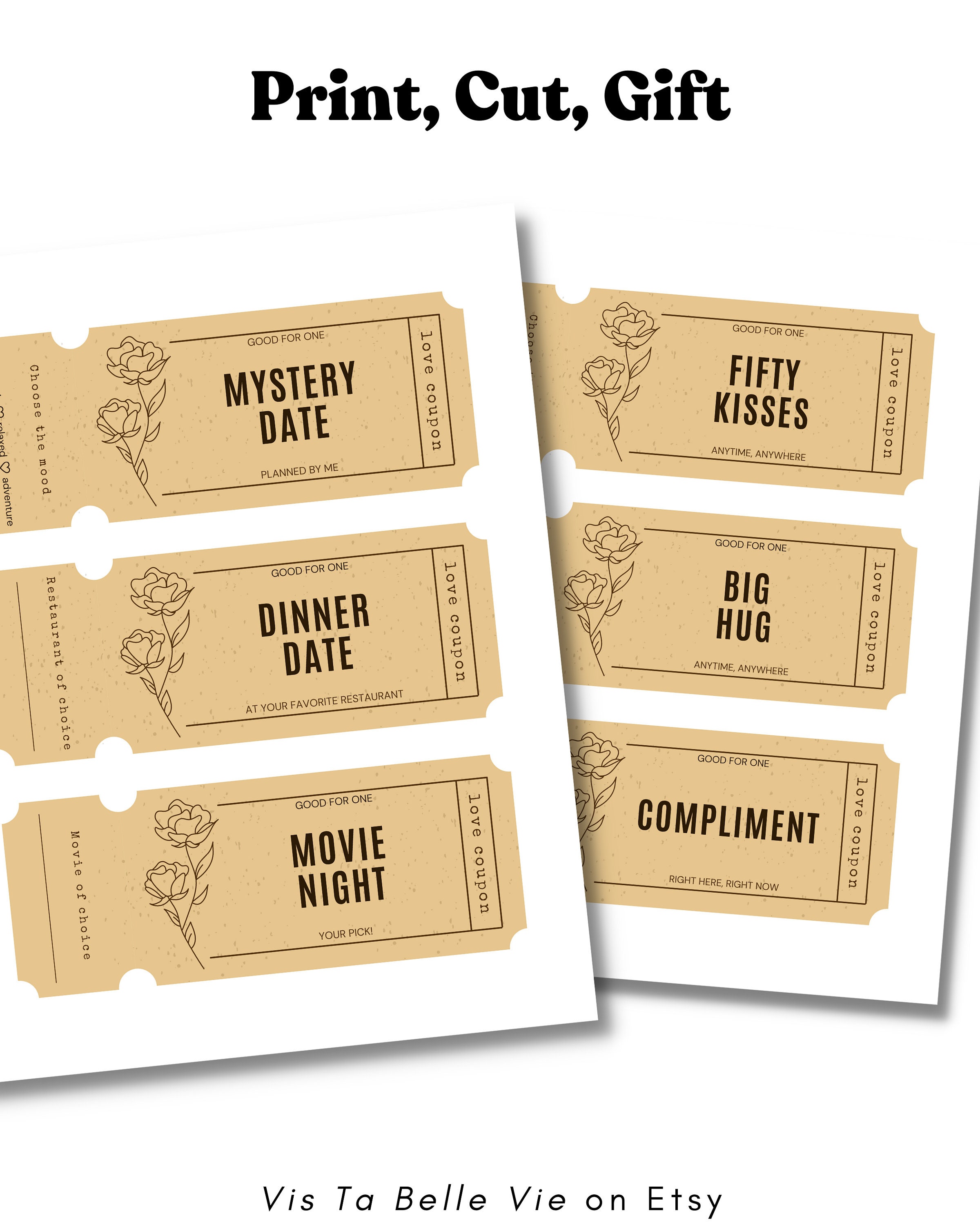30 Printable Love Coupons, Gift for Him Christmas, Birthday, Valentines Day, Anniversary Love ...