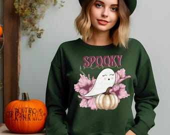 Hand drawn Floral Pumpkin Ghost PNG decal DIGITAL DOWNLOAD  png, floral sublimation, waterslide, tumbler decal, dtf Halloween shirt design