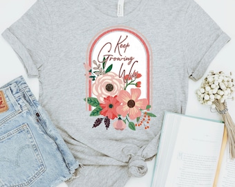 Hand drawn keep growing wild decal DIGITAL DOWNLOAD  png, floral sublimation, waterslide, tumbler decal, dtf print, shirt decal,