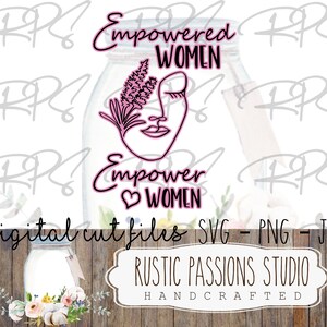 Empowered Women, Empower Women face line drawing Lavender DIGITAL DOWNLOAD SVG, jpg, png, clipart, silhouette, cut file, sublimation art