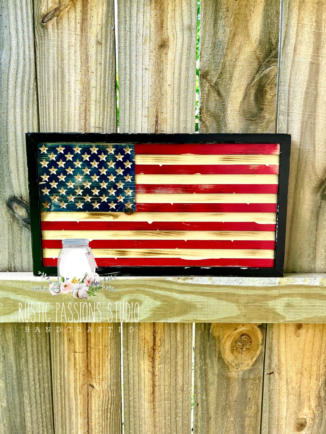 Rustic American Flag Indoor Wall Hanging US Flag Wood Sign Etsy