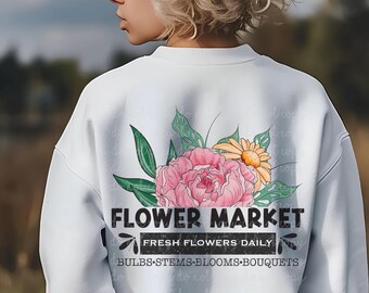 Hand drawn Flower Market DIGITAL DOWNLOAD  png, flower sublimation, waterslide, tumbler decal, peony flower clip art pocket design