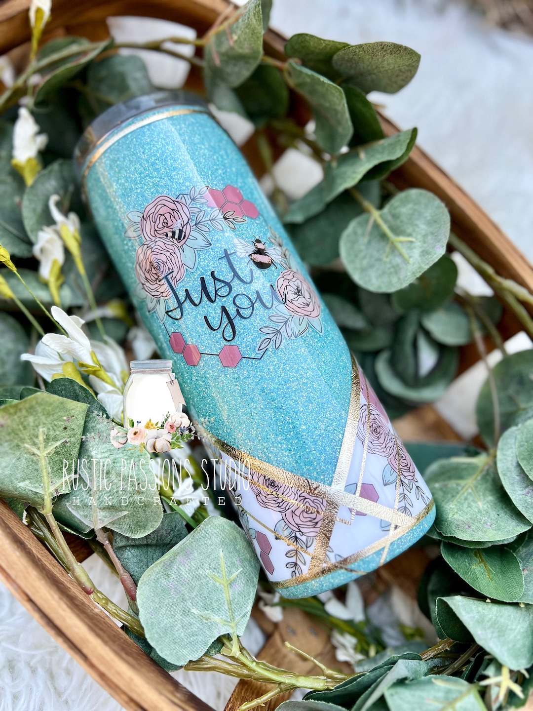 Floral Glitter Tumbler V Split 24 Oz Plump Tumbler Etsy