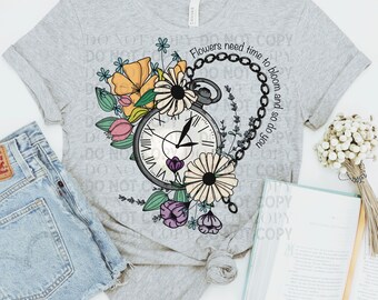 Hand drawn floral pocket watch decal DIGITAL DOWNLOAD  png, floral sublimation, waterslide, tumbler decal, dtf print