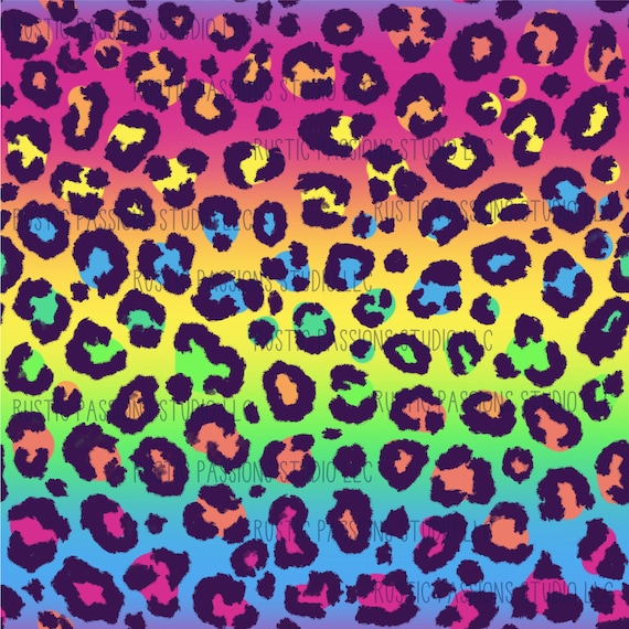 Seamless Hand Drawn Neon Leopard Print Digital Paper Etsy