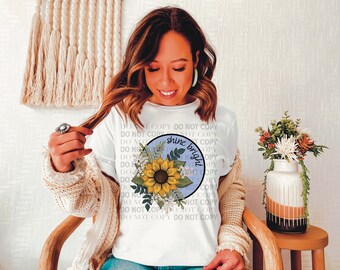 Sunflower shine bright hand drawn floral DIGITAL DOWNLOAD  png, flower sublimation, waterslide, tumbler decal, clip art, sunflower dtf desig