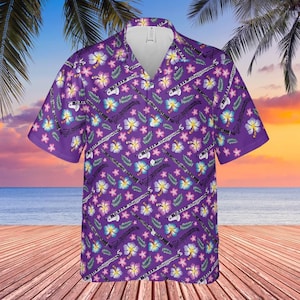 Clarinet Hawaiian Shirt Purple Background