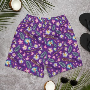 Unisex Bassoons and Flowers Recycled Athletic Shorts Purple Background