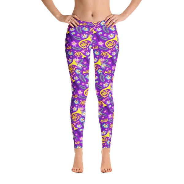 French Horn Leggings Purple Background