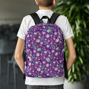 Bassoons and Flowers Backpack with Purple background