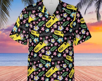 Euphonium Hawaiian Shirt Black Background