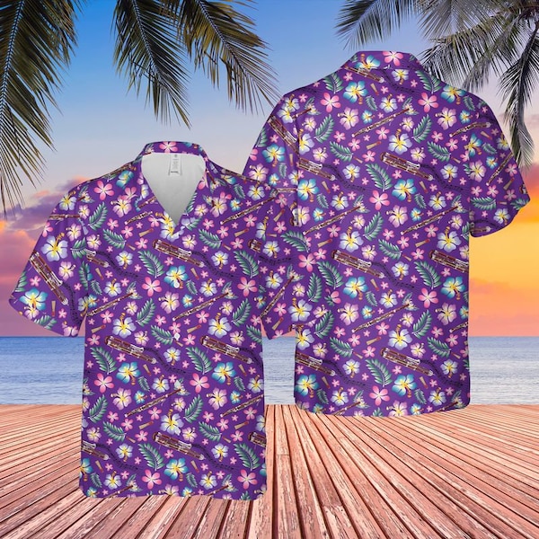 Bassoons Short Sleeve Hawaiian Shirt Purple Background