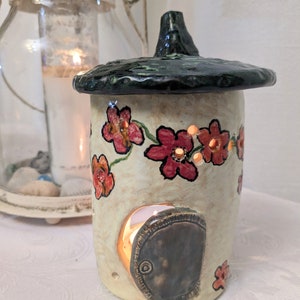 Ceramic Tea Light House with Flowers
