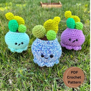 Blumentopf Freund Squidlet Amigurumi PDF Häkelanleitung, Amigurumi Sukkulenten Häkelanleitung