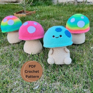 Large Mushroom Crochet Amigurumi PDF Pattern, Amigurumi Mushroom Crochet Pattern
