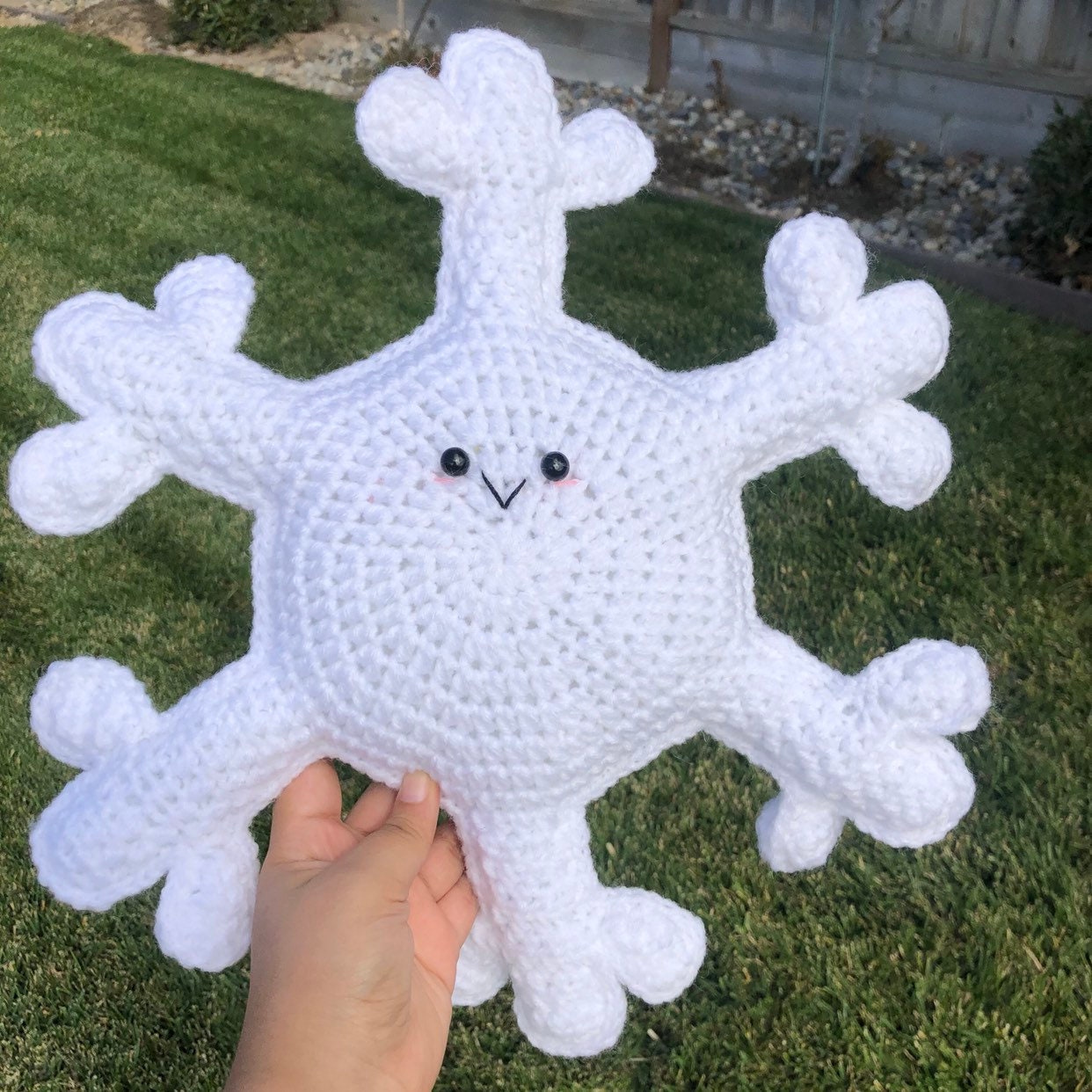 Suzie the Snowflake Stuffed Pillow Crochet Pattern No Sew Etsy