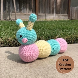 Caterpillar Amigurumi Crochet Pattern, PDF crochet catterpilar pattern, amigurumi crochet caterpillar pattern