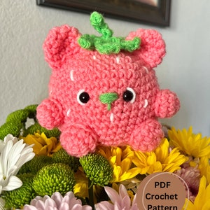 Strawberry Bear Crochet Amigurumi PDF Pattern, Amigurumi Strawberry Bear Crochet Pattern