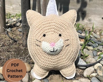 Sparkles The Unicorn Cat Stuffed PDF pillow Crochet Pattern