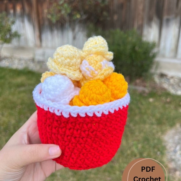 Crochet Popcorn Bucket Pattern Etsy