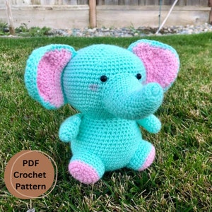 Baby Elephant Crochet Amigurumi PDF Pattern, Elephant Amigurumi Pattern, Crochet Elephant Pattern