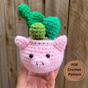 Pig Planter Pot Friend Crochet PDF Pattern, Crochet Amigurumi Pattern, Amigurumi PDF Pattern