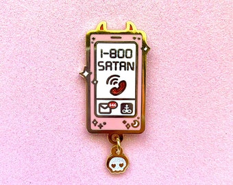 Satan's Hotline Enamel Pin | spoopy | occult | Halloween | gold enamel pin | charm pin | kawaii pin | phone pin | hard enamel pin