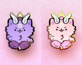 Catphomet Hard Enamel Pin | spoopy | Baphomet | occult | Halloween | gold enamel pin | black nickel pin | kawaii pin