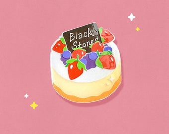 Nana Black Stones Strawberry Cake Pin | Nana Inspired Anime Enamel Pin | Soft Dyed Enamel | Anime Food Cake | Birthday Cake Pin