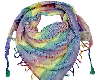 The "Gilbert" LGBTQ Rainbow & Pride Sudra/Keffiyeh Scarf Shawl Bandanna for Jews and other faiths