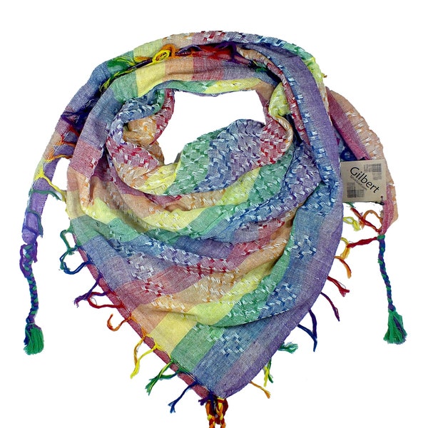 The "Gilbert" LGBTQ Rainbow Pan/Pride Keffiyeh Scarf Shawl Bandanna (works as a face mask)