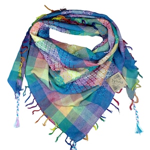 The "Sylvia" LGBTQ Rainbow Trans/Pride Keffiyeh Scarf Shawl Bandanna (works as a face mask)