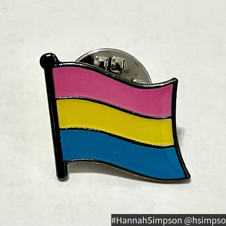 PANSEXUAL LGBTQ Pride Flag Silver-Back Pin Badge for Lapels image 1
