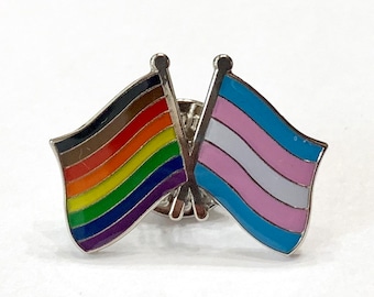 Philadelphia "Philly" LGBTQ + TRANSGENDER Intersectional Progress Pride Rainbow DOUBLE Flag Pin Badge