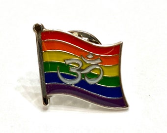 LGBTQ Pride Om “Alexander Regenfelder” — Hindu Buddhist and Jain Rainbow Pin Badge for Lapels, Shirts, Backpacks, and more!